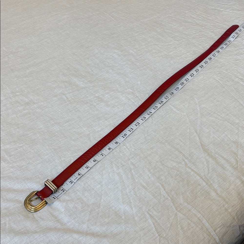 Liz Claiborne Vintage Leather Red Belt with Gold Buckle Women Large - Picture 5 of 7